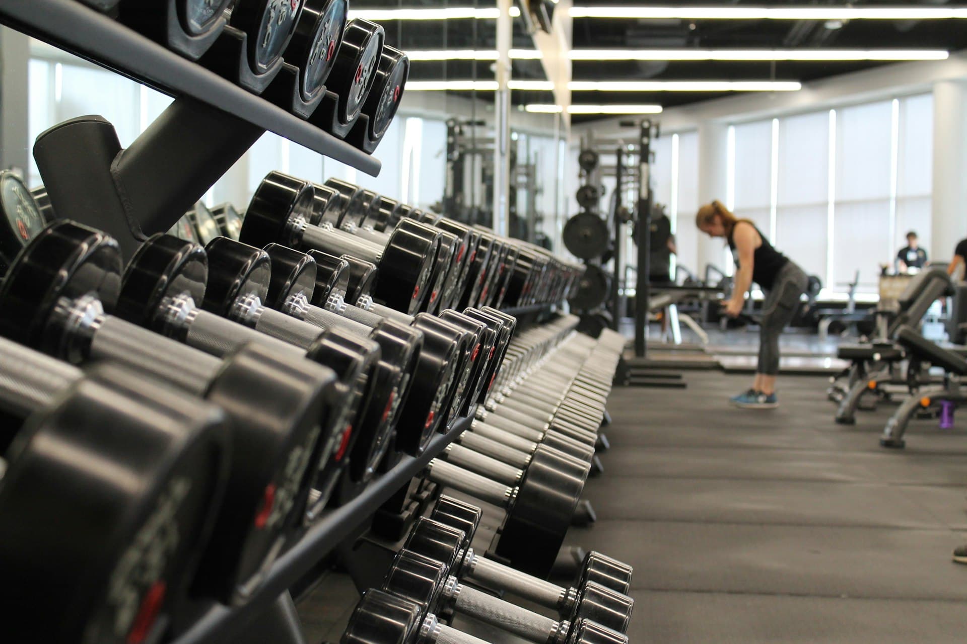 Strength-training floor arranged for member sessions
